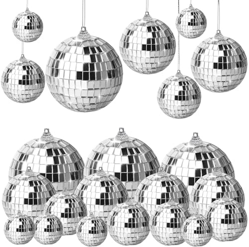 32 Stück Discokugel Klein Set, Mini Discokugel Ball Party Deko,Disco Kugeln Dekoration,für Weihnachtsbaum Hochzeit Geburtstagsfeier Dekoration Lichteffekt, (4 Größen,2/3/4/5 cm)