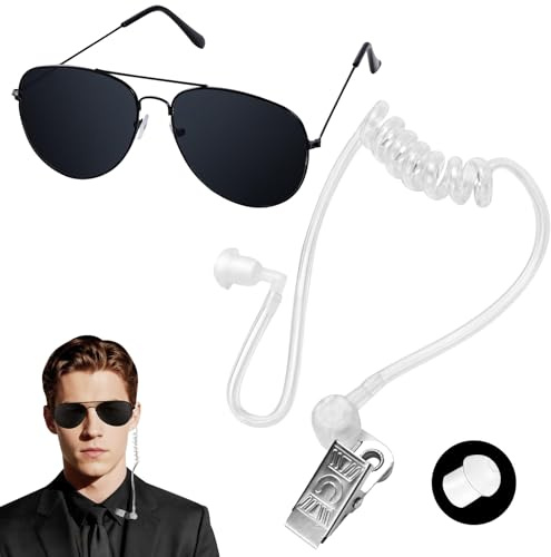 QIZHIQIAMY Kit di Spionaggio Detective, Giocattolo Spia Auricolare, Accessori per Costume da Detective con Clip Di Fissaggio, Tappi per Orecchie per Halloween e Carnevale