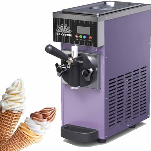 Qiang Ice Cream Machine for Home Soft Ice Cream Machine Commercial Ice Cream Making Machine Summer Snack Shop Cafe Desktop Ice Cream Maker Fruit Ice Cream Machine Purple-450W
