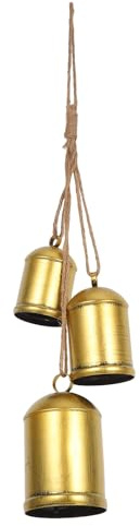 IMIKEYA Weihnachtsglöckchen Deko Vintage Weihnachten Glocken zum Aufhängen 3 Stück rustikale Seilglocke Metall Kuhglocken mit Juteseil für Weihnachtsbaumdekoration