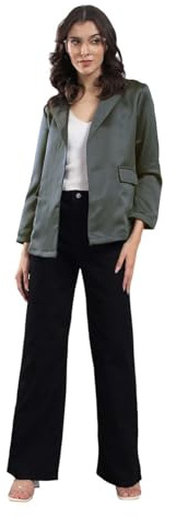 KOTTY Dam blazer Antarktis, enfärgad, andas, öppen framsida, blå, Grön glänsande, XL