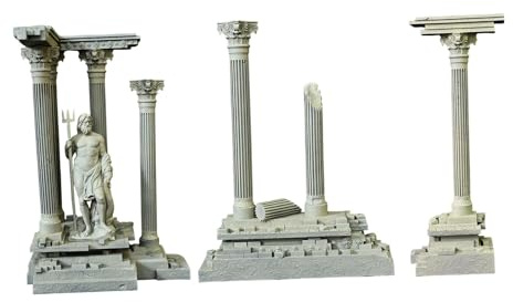 Roman Column Decoration 18.5cm Resin Fish Tank Accessories Fish Tank Ornament Roman Ruins Ornament, Set D