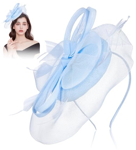 jojofuny Cappello Fascinator da Sposa Rete e Piume Copricapo Elegante per Donna Accessori per Chioma da Matrimonio e Festa del Tè Leggero e Resistente Adatto a Ricevimenti e Cerimonie