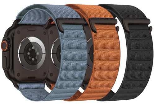Paquete de 3 correas Alpine Loop compatibles con Apple Watch de 40 mm, 44 mm, 46 mm, 38 mm, 42 mm, 41 mm, 45 mm, 49 mm, para mujeres y hombres, correa de repuesto deportiva de nailon para iWatch Ultra