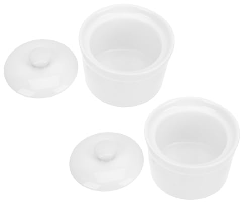 PAMINGONO 2Pcs 4.5 Inch Ceramic Soup Crocks with Lids 380Ml Porcelain Stew Pots for Cooking, Steaming, and Baking – French Onion Soup Bowls for Home and Kitchen