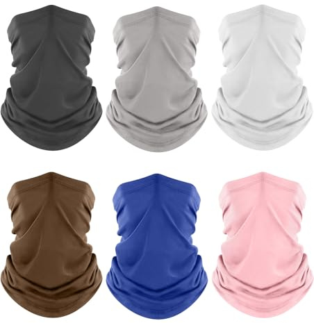 fuinloth Cache-Cou 6 Pièces Tour de Cou Élastique Soie Glacée Anti-UV | Tissu frais respirant anti-transpirant, protection UV vent poussière, multi-usages moto randonnée travail extérieur