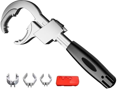 YQNISCU Chiave idraulica, giratubi Regolabile in Lega di Alluminio Portatile con Impugnatura in ABS e 3 Accessori for valvole/rubinetti/Tubi di Collegamento/soffioni Doccia -