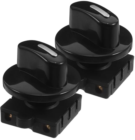 Commutateur Rotatif à 4 Positions, 3 Vitesses, Lot de 2, Noir | ABS avec Bouton, Remplacement pour Hotte Aspirante et Ventilateur, Commande Rotative, Usage Domestique