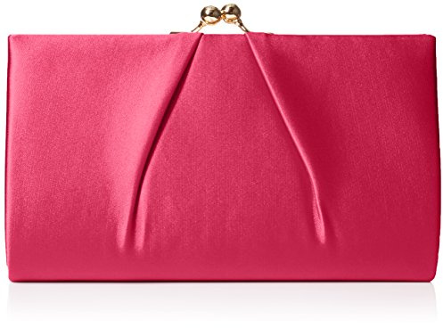 Swanky Swans dam Mira satin klassisk ramväska clutch, 5 x 12 x 20 cm, Rosa (Fuschia) - 5.1x12x20.8 cm (W x H x L)