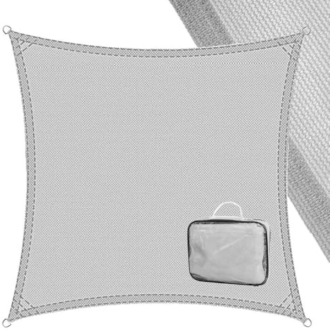 LOLAhome Toldo Vela de Sombra 3x3 m Cuadrado Gris | Fibras Alta Resistencia 200gr/m² HDPE, Protección UV, Transpirable | para Exteriores: Jardín, Patio, Terraza