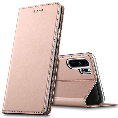 Verco mobilfodral för Huawei P30 Pro, Premium bokväska flip fodral för Huawei P30 Pro skal plånboksfodral pu läderväska [integrerad magnet], Rosa