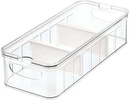 iDesign Caja organizadora para frigorífico (37,6 x 16,1 x 9,6 cm), caja de plástico libre de BPA grande, organizador de nevera o para la cocina, transparente