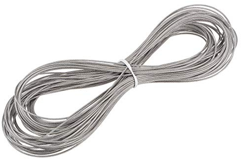 sourcing map Stainless Steel Wire Rope Cable 1.2mm 0.05 Inch Dia 65.6ft 20M Length 18 Gauge 304 Grade for Hoist Lifting Grinder Pulley Wheel