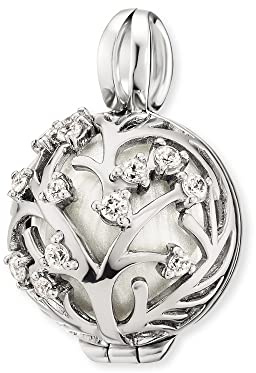 Engelsrufer Damen Anhänger Lebensbaum aus Sterling Silber - mit austauschbarer Klangkugel - besetzt mit 13 Zirkonia Steinen - Anhänger zum Öffnen - Größe: 25,5 mm
