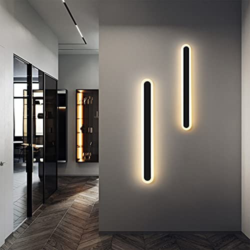 LED Streifen Wandleuchte Innen Dimmbar Lang Wandlampe Schwarz Up Down Wandbeleuchtung Lichtleiste Wandlicht Wohnzimmer Nachtlampe Bettlampe Wandstrahler für Schlafzimmer Flur Treppenhaus,100cm 36w