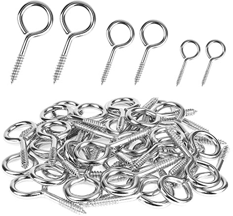 MOGADEE® Vite con occhiello in acciaio inox, vite ad anello, gancio per gancio a vite, occhielli a vite con filettatura di legno, gancio con occhiello per fissare una corda per bucato (m3 – 40 mm x