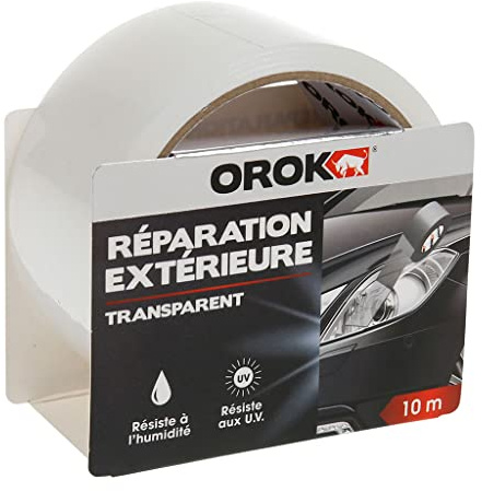 OROK - Ruban adhésif de réparation spécial extérieur - 10m x 48mm - Résistant à l'humidité et aux U.V. - Usage extérieur - Blanc
