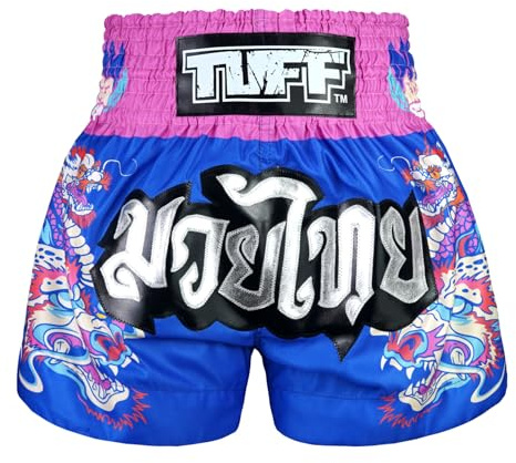 Tuff Sport Muay Thai Shorts Boxing Shorts Traditional Styles Workout Shorts MMA Kickboxing Clothing (M, TUF-MS686-BLU), Medium