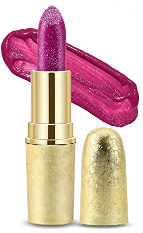 Boobeen Glitter Lippenstift Hydrating Lip Balm Sparkling Shine Lip Color Nonstick Hochpigmentierte Formel Gibt Metallic Finish Lip Make-up für Frauen und Mädchen