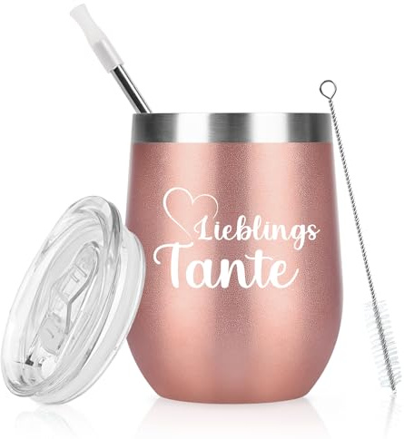 Livole Tante Geschenk Weihnachten, Kleine Weihnachtsgeschenke, Geschenke für Lieblings-Tante von Nichte/Schwester, Tasse mit Spruch - 350ml 12oz Kaffeebecher - Go Thermo