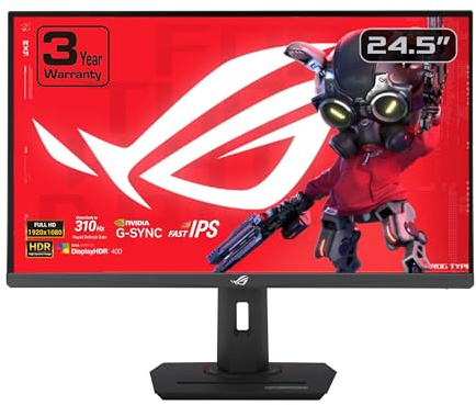 ASUS ROG Strix HDR400 24,4 Zoll (XG259CMS) USB-C Gaming-Monitor – Full HD 1080p, 310 Hz, 1 ms, schnelles IPS, 110% SRGB, Synchronisation von extremen Unschärfen bei geringer Bewegung, G-Sync