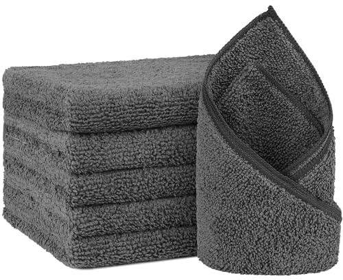 Orighty Confezione da 6 asciugamani grigi – Asciugamani da palestra in microfibra ad asciugatura rapida e assorbenti 40,6 x 71,1 cm – Asciugamano da yoga grigio leggero e sottile – Asciugamano