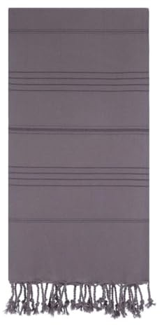 Gilliam Coal Gray Beach Bath Towel - 100% Turkish Cotton - Sand Resistant Highly Absorbent Fast Drying Super Soft - Boho Bohemian Towels Peshtemal Blanket Pareo Sarong Solid Color