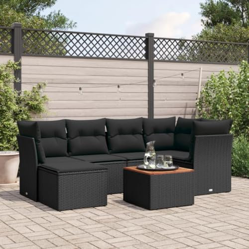 SECOLI Conjunto de muebles de jardín de ratán con espacio de almacenamiento, XXL, muebles de terraza, sofá de salón, grupo de asientos de ratán, muebles de esquina, juego de muebles de balcón, color