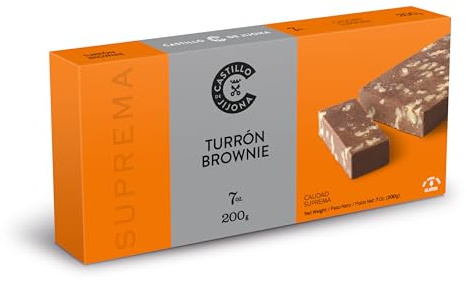 Castillo de Jijona - Turrón de Brownie 200gr - Turrón Tradicional - Cremoso e Intenso - Sin Gluten - Calidad Suprema - Receta Artesanal - Fabricado en España (Jijona)