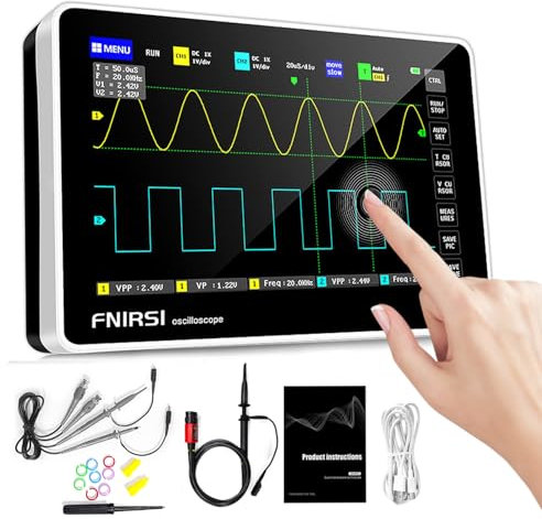Tablet Oscilloscope 2 Channel, WapoRich Handheld Oscilloscope with 100X High Voltage Probe, 100MHz Bandwidth, 1GSa/s Sampling Rate, 1000 Screenshots Storage - 1013D PRO Digital Oscilloscope