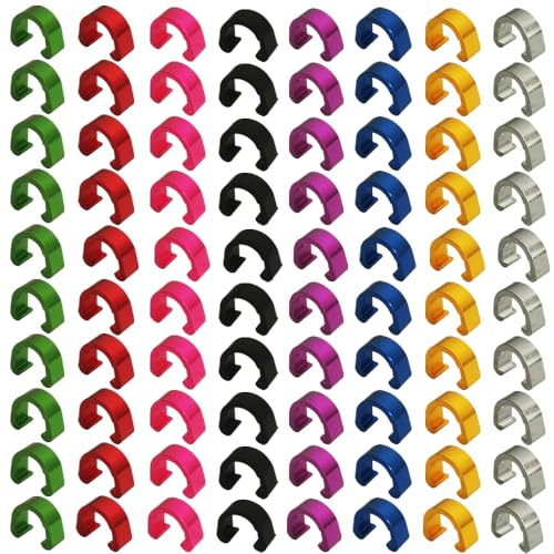 Pirhosigma 10 Stück von je 8 Farben C-Clips Klemmen Aluminiumlegierung Metall U-Clips Schnalle MTB BMX Mountainbike Fahrräder Bremskabel Schaltwerk Schaltzug Kabelführung Schaltschlauch (80 Stück)