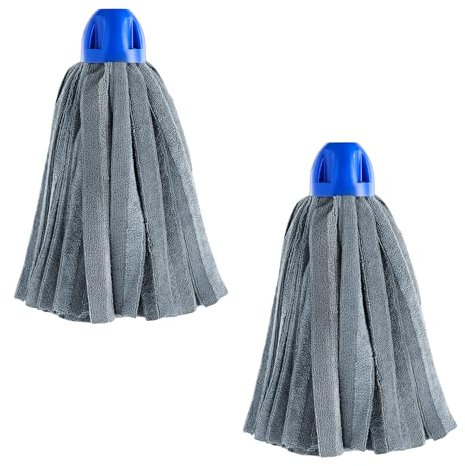 MAYA Fregona MAX Pro Tiras. Limpieza para Todo Tipo de Suelos. 100 % Microfibra. Super Absorbente y No Raya. Rosca Universal. Pack de 2 Fregonas (Azul)