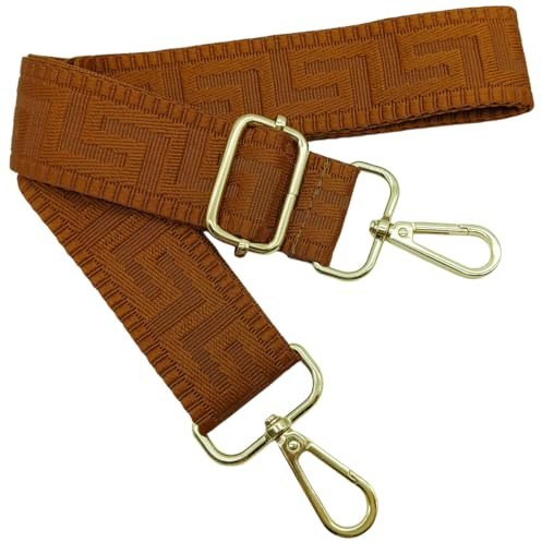 Verstellbarer Schultergurt für Taschen Braun, Taschengurte zum Wechseln, Taschengurt Breit mit Karabiner Gold, 80-130 cm Tragegurt Tasche für Damen Schulterriemen, Handtasche, 3.8cm, 1302