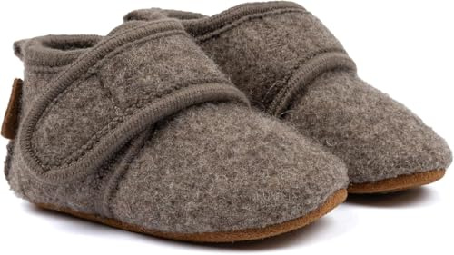 Mikk-line Scarpine per gattonare e pantofole in lana per bambini – Morbide scarpine per gattonare con suola in pelle antiscivolo – Scarpine riscaldanti per bambini e bambine – 100% lana, ideali per 0
