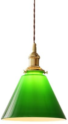 ZTTECH Vintage Smaragdgrünes Glas Pendelleuchte Messing Hängelampe E27 Fassung Retro Deckenbeleuchtung für Küche Esszimmer Bar Café Schlafzimmer (1-Lampe)