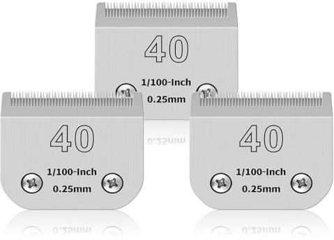 3 stycken blad av rostfritt stål 40# för hundvård, kompatibel med And*s, Oster A5/Heiniger/Moser/Wahl, storlek # 40, 1/100 tum kniv, skärlängd på 0,25 mm