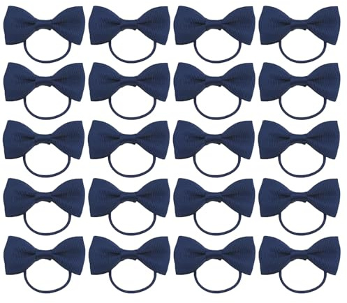 LilaLemon 20Pcs Royal Blue Hair Accessories,Girls Kids Band Bobbles Bows, School Bands Bow for Womens Lass,Navy Ribbon Children's Clips Hairbands Holder Set, Braids Elastics Elastic Dark