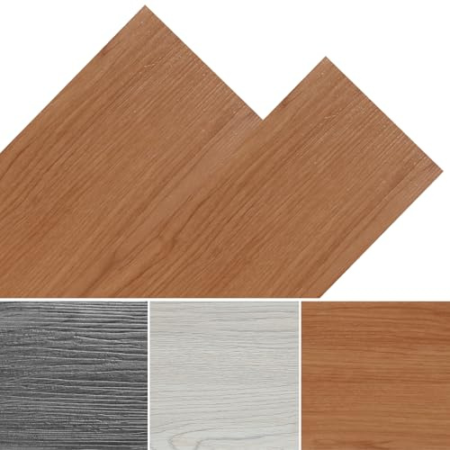 Fogmiea Pavimento in PVC autoadesivo per pavimenti in vinile, effetto legno, antiscivolo, impermeabile, ignifugo, 2,5 m²/18 piastrelle, marrone rovere