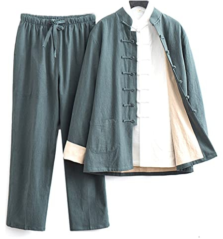 Herren-Tai-Chi-Uniform aus Leinen und Baumwolle, chinesischer Kung-Fu-Kampfkunstanzug, Tang-Anzug, traditionelle chinesische Kleidung, Tai-Chi-Uniform für Erwachsene in Übergröße,