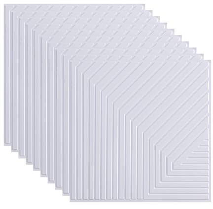 3D Paneele, 30x30cm PVC Kunststoffpaneele Wandpaneele, Akustikpaneele, Holz Optik Paneele für Gaming Zimmer Wand Decke, 10 Stück, 1m² (Weiß)