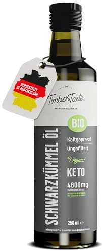 Black Seed Oil Bio Schwarzkümmelöl ungefiltert 250ml – Ägyptisches Schwarzkümmel Öl mit hohem Thymochinongehalt (4600 mg/1000 ml) aus deutscher Ölmanufaktur