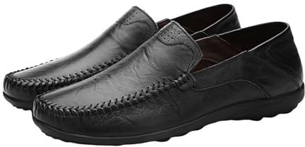 Mocassini Uomo Senza Lacci Scarpe In Pelle Piatto Morbido Mocassini Antiscivolo Scarpe Casual Casual con Tomaia in Pelle Comode Scarpe Leggere Business Casual Scarpe Formali