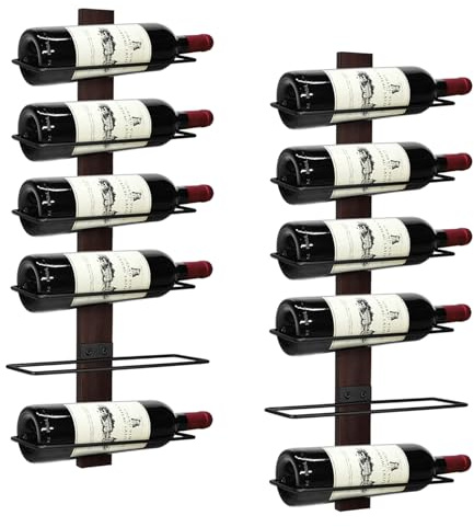 AGJIDSO Botellero de Pared para 12 Botellas de Vino, estantería de Pared para 12 Botellas de Vino, estantería de Pared de Madera Maciza, estantería de Metal para Colgar en la Pared, para Cocina