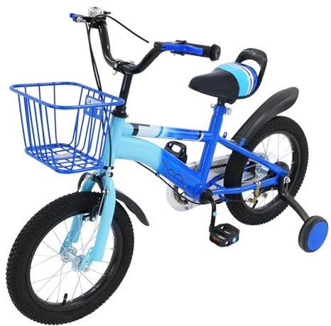 HUOMMGS Kinderfahrrad 14 Zoll Upgraded Kinderfahrrad mit Stützrädern und Korb Höhenverstellbar Kinder Fahrrad für ab 3-6 Jahre Mädchenfahrrad Jugend Fahrrad für Jungen & Mädchen