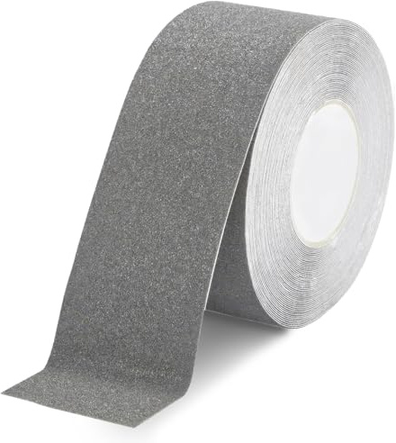Halkfritt tejp, 50 mm x 20 m, halksäkert band, självhäftande, halkfri tejp, självhäftande film, halkfri tejp, för trappor, säkerhet, trappsteg, inomhus, utomhus (färg: grå)