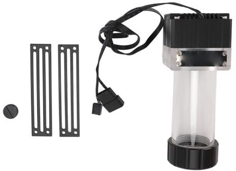 Naroote Tanque de Bomba de Agua para PC, Tanque de Bomba de Refrigeración por Agua con Accionamiento de Sinusoidal G1/4 Capacidad de 125 Ml Regulación Automática de Velocidad para de (BLACK)