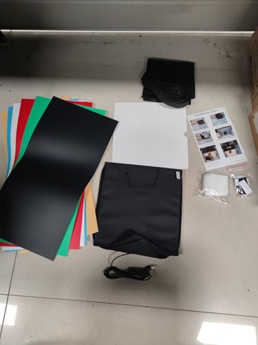 Fotostudio Zelt 40x40x40cm, LED Lichtzelt mit Dimmbarer 3200-6500K Beleuchtung, Tragbares Faltbares Tischstudio - 6 Farbige Hintergründe, USB Betrieb, Perfekt für Produktfotogr (L)