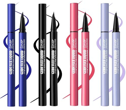 4 Stück Eyeliner Wasserfest und Wischfester Eyeliner Stift Gebogene Präzisionsfeder Hoher Farbwiedergabeindex Schnelltrocknend und Langanhaltend Kreieren Sie Einen Raffinierten Lidstrich