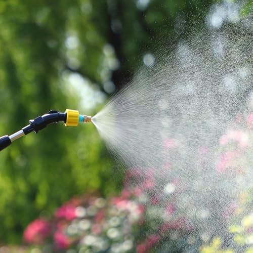 Linnkyfloa Spruzzatore per fiori da giardino, 2 m/5 m, 2400 mAh, ricaricabile, pulizia a 360°, ugello telescopico personalizzabile, nebulizzatore/flusso da 60 cm, più auto elettriche, per piante e