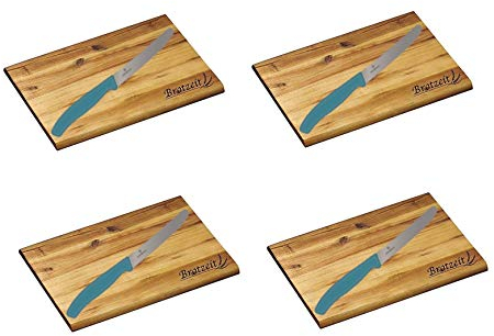 NEUSTANLO 8-TLG. Brotzeitbrett-Set Frühstücksbrett Frühstücksbrettchen Holz Akazie Essbrett Schneidbrett XL Set Brotzeit extra groß!